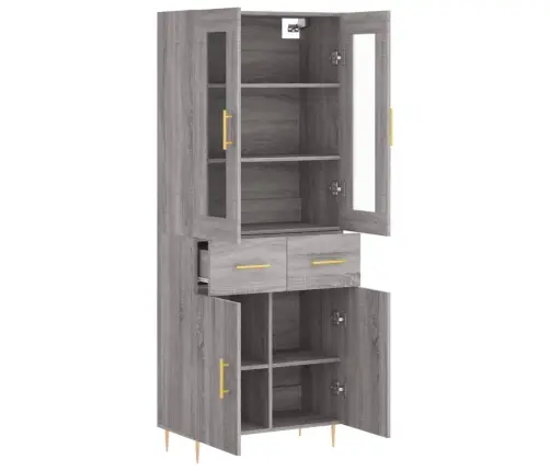 Augstais Skapis, Pelēks, 69,5X34X180 Cm, Inženierijas Koks Vidaxl