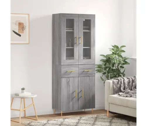 Augstais Skapis, Pelēks, 69,5X34X180 Cm, Inženierijas Koks Vidaxl