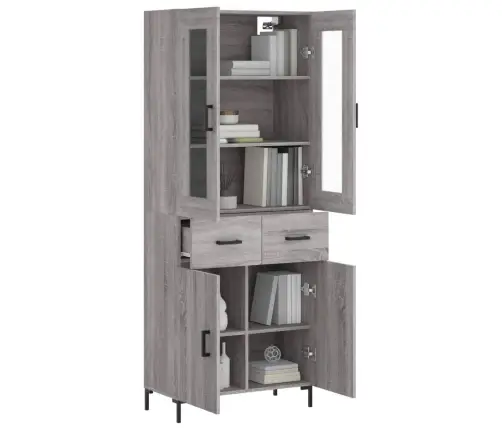 Komoda, Pilkos Ąžuolo Spalvos, 69,5X34X180cm Apdirbta Mediena