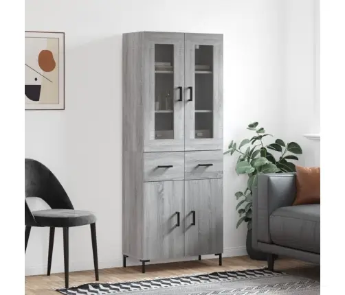 Komoda, Pilkos Ąžuolo Spalvos, 69,5X34X180cm Apdirbta Mediena