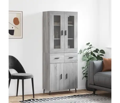 Augstais Skapis, Pelēks, 69,5X34X180 Cm, Inženierijas Koks Vidaxl