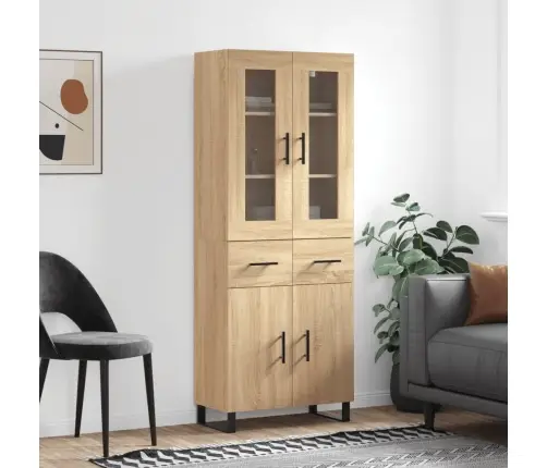 Komoda, Sonoma Ąžuolo Spalvos, 69,5X34X180cm Apdirbta Mediena