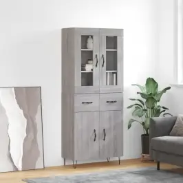 Augstais Skapis, Pelēks, 69,5X34X180 Cm, Inženierijas Koks Vidaxl