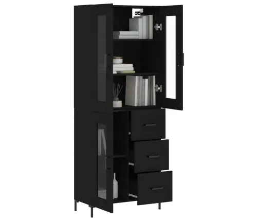 Kõrge Kapp, Must, 69,5 X 34 X 180 cm Tehispuit