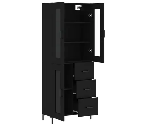 Kõrge Kapp, Must, 69,5 X 34 X 180 cm Tehispuit