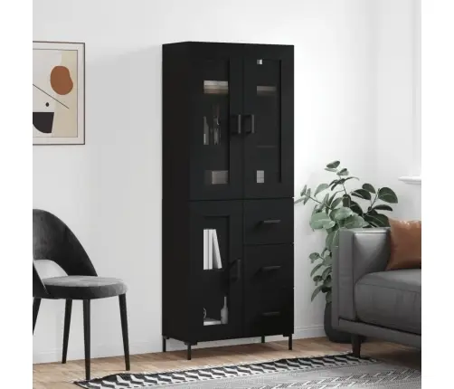 Kõrge Kapp, Must, 69,5 X 34 X 180 cm Tehispuit