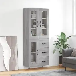 Augstais Skapis, Pelēks, 69,5X34X180 Cm, Inženierijas Koks Vidaxl