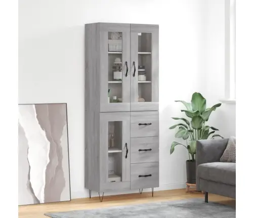 Augstais Skapis, Pelēks, 69,5X34X180 Cm, Inženierijas Koks Vidaxl