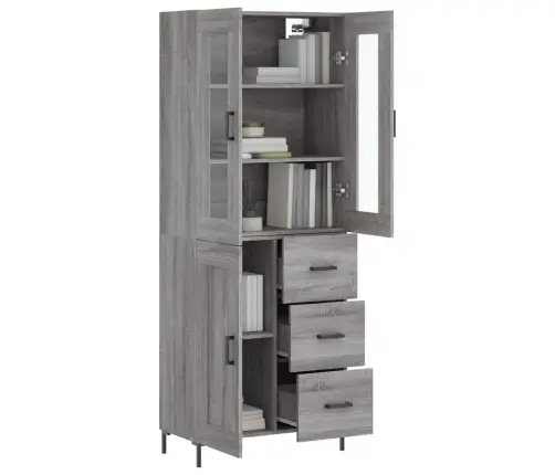 Augstais Skapis, Pelēks, 69,5X34X180 Cm, Inženierijas Koks Vidaxl