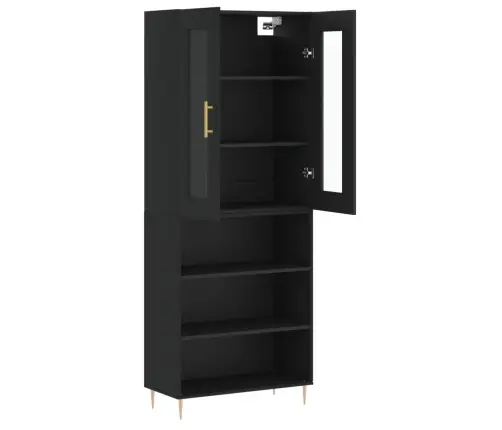 Kõrge Kapp, Must, 69,5 X 34 X 180 cm Tehispuit