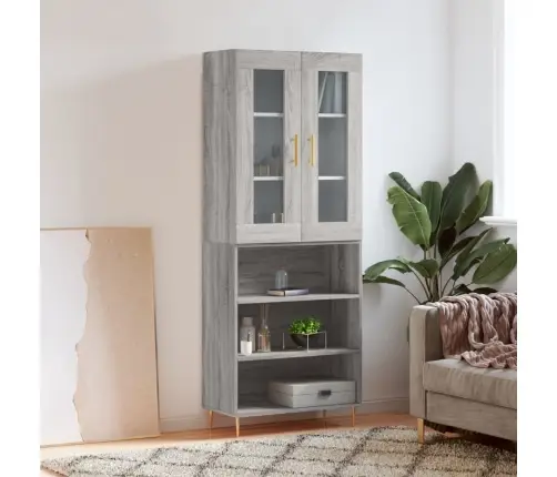 Komoda, Pilkos Ąžuolo Spalvos, 69,5X34X180cm Apdirbta Mediena