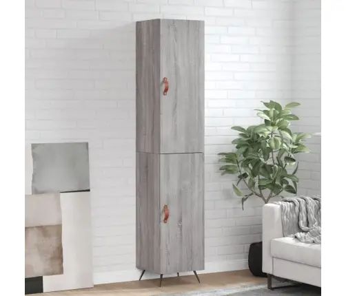 Augstais Skapītis, Pelēks, 34,5X34X180 Cm, Inženierijas Koks Vidaxl