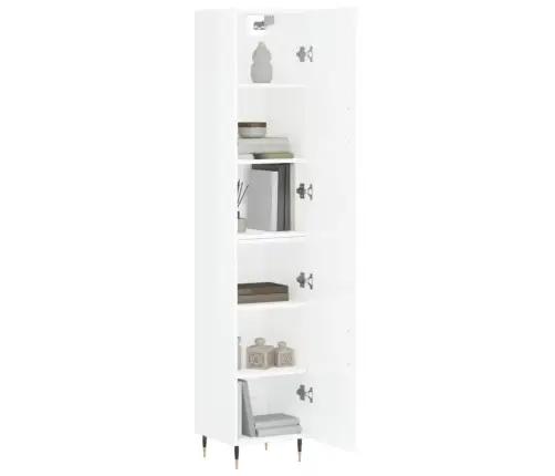 Komoda, Baltos Spalvos, 34,5X34X180cm Apdirbta Mediena, Blizgi Komoda, Baltos Spalvos, 34,5X34X180cm Apdirbta Mediena, Blizgi