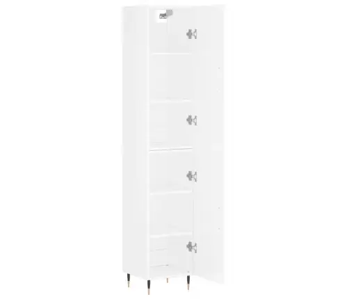 Komoda, Baltos Spalvos, 34,5X34X180cm Apdirbta Mediena, Blizgi Komoda, Baltos Spalvos, 34,5X34X180cm Apdirbta Mediena, Blizgi