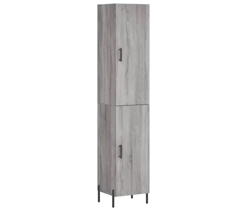 Augstais Skapītis, Pelēks, 34,5X34X180 Cm, Inženierijas Koks Vidaxl
