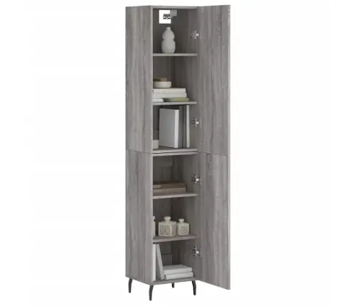 Augstais Skapītis, Pelēks, 34,5X34X180 Cm, Inženierijas Koks Vidaxl