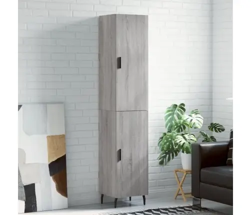 Augstais Skapītis, Pelēks, 34,5X34X180 Cm, Inženierijas Koks Vidaxl