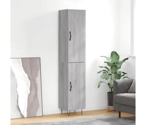 Augstais Skapītis, Pelēks, 34,5X34X180 Cm, Inženierijas Koks Vidaxl