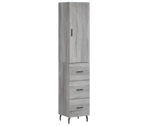 Augstais Skapītis, Pelēks, 34,5X34X180 Cm, Inženierijas Koks Vidaxl