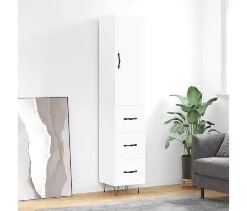 Augstais Skapītis, Balts, 34,5X34X180 Cm, Inženierijas Koks Vidaxl