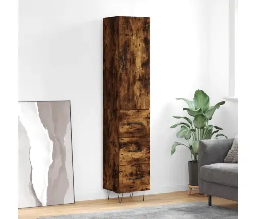 Komoda, Dūminio Ąžuolo Spalvos, 34,5X34X180cm Apdirbta Mediena