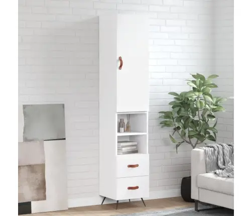 Augstais Skapītis, Balts, 34,5X34X180 Cm, Inženierijas Koks Vidaxl