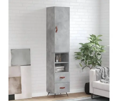 Komoda, Betono Pilkos Spalvos, 34,5X34X180cm Apdirbta Mediena