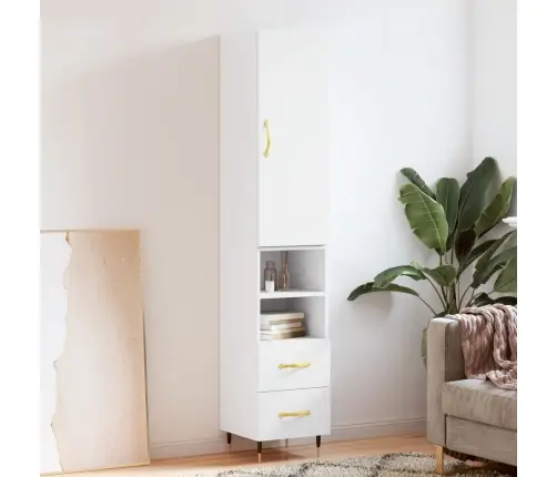 Augstais Skapītis, Balts, 34,5X34X180 Cm, Inženierijas Koks Vidaxl