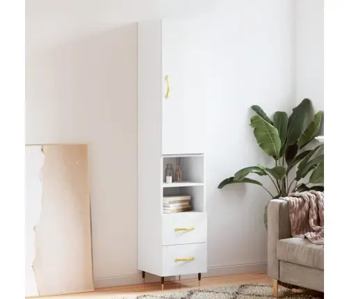 Augstais Skapītis, Balts, 34,5X34X180 Cm, Inženierijas Koks Vidaxl