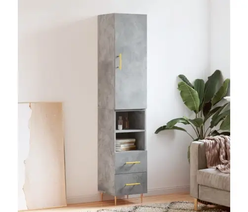 Augstais Skapītis, Pelēks, 34,5X34X180 Cm, Inženierijas Koks Vidaxl