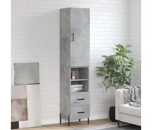 Augstais Skapītis, Pelēks, 34,5X34X180 Cm, Inženierijas Koks Vidaxl