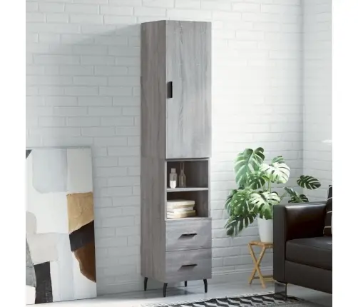 Kõrge Kapp, Hall Sonoma Tamm, 34,5X34X180 cm Tehispuit