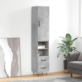 Kõrge Kapp, Betoonhall, 34,5X34X180 cm Tehispuit