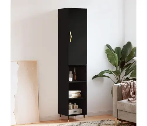 Kõrge Kapp, Must, 34,5 X 34 X 180 cm Tehispuit