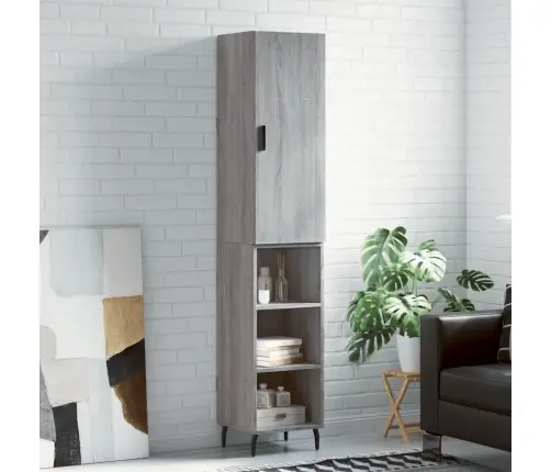 Augstais Skapītis, Pelēks, 34,5X34X180 Cm, Inženierijas Koks Vidaxl