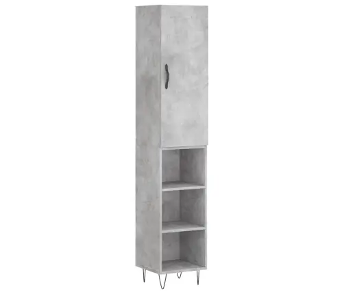 Komoda, Betono Pilkos Spalvos, 34,5X34X180cm Apdirbta Mediena