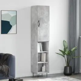 Komoda, Betono Pilkos Spalvos, 34,5X34X180cm Apdirbta Mediena
