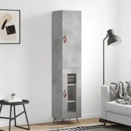 Augstais Skapītis, Pelēks, 34,5X34X180 Cm, Inženierijas Koks Vidaxl