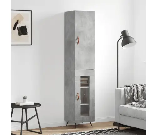 Augstais Skapītis, Pelēks, 34,5X34X180 Cm, Inženierijas Koks Vidaxl
