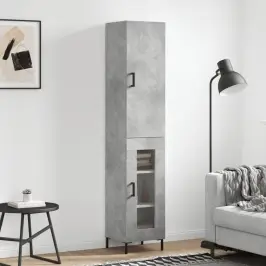 Komoda, Betono Pilkos Spalvos, 34,5X34X180cm Apdirbta Mediena
