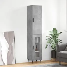 Augstais Skapītis, Pelēks, 34,5X34X180 Cm, Inženierijas Koks Vidaxl