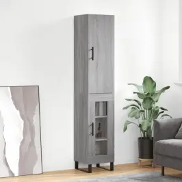 Augstais Skapītis, Pelēks, 34,5X34X180 Cm, Inženierijas Koks Vidaxl