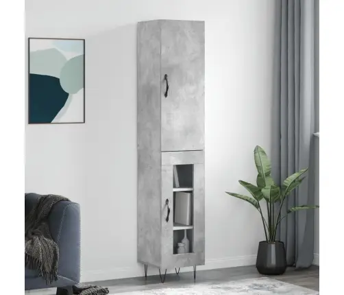 Augstais Skapītis, Pelēks, 34,5X34X180 Cm, Inženierijas Koks Vidaxl