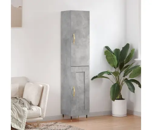 Augstais Skapītis, Pelēks, 34,5X34X180 Cm, Inženierijas Koks Vidaxl