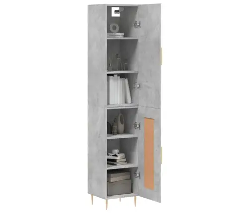 Augstais Skapītis, Pelēks, 34,5X34X180 Cm, Inženierijas Koks Vidaxl