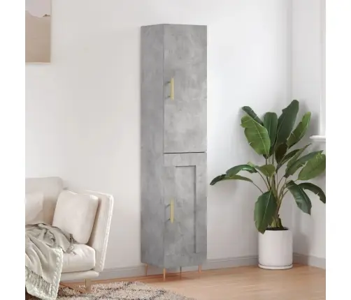 Augstais Skapītis, Pelēks, 34,5X34X180 Cm, Inženierijas Koks Vidaxl