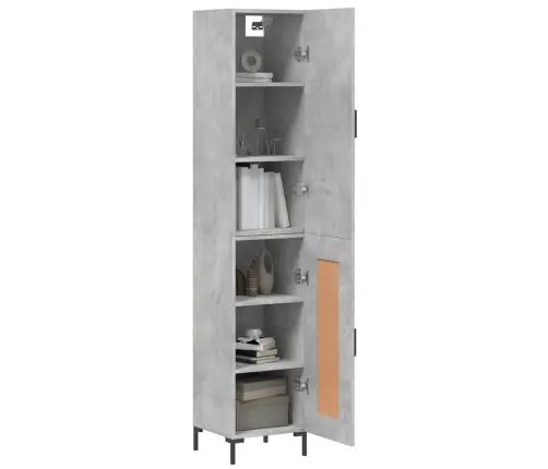 Augstais Skapītis, Pelēks, 34,5X34X180 Cm, Inženierijas Koks Vidaxl