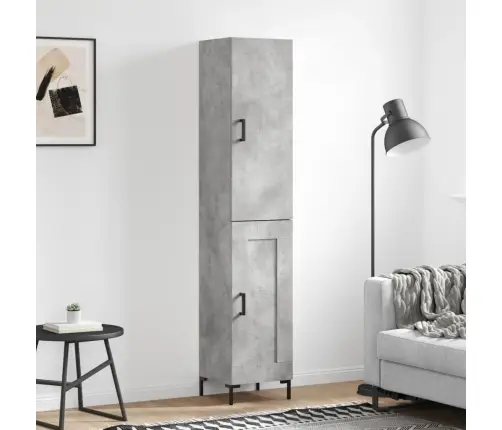 Augstais Skapītis, Pelēks, 34,5X34X180 Cm, Inženierijas Koks Vidaxl