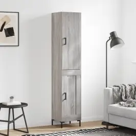 Augstais Skapītis, Pelēks, 34,5X34X180 Cm, Inženierijas Koks Vidaxl