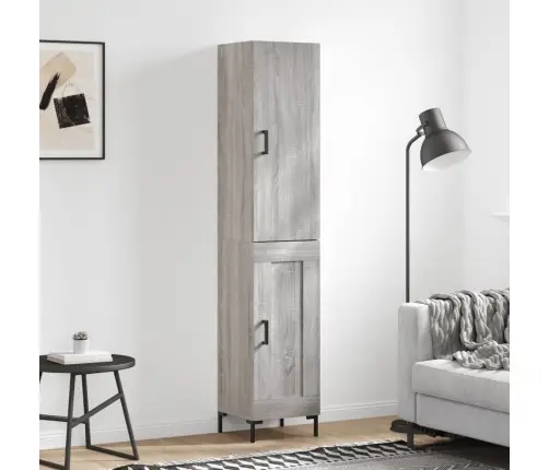 Augstais Skapītis, Pelēks, 34,5X34X180 Cm, Inženierijas Koks Vidaxl